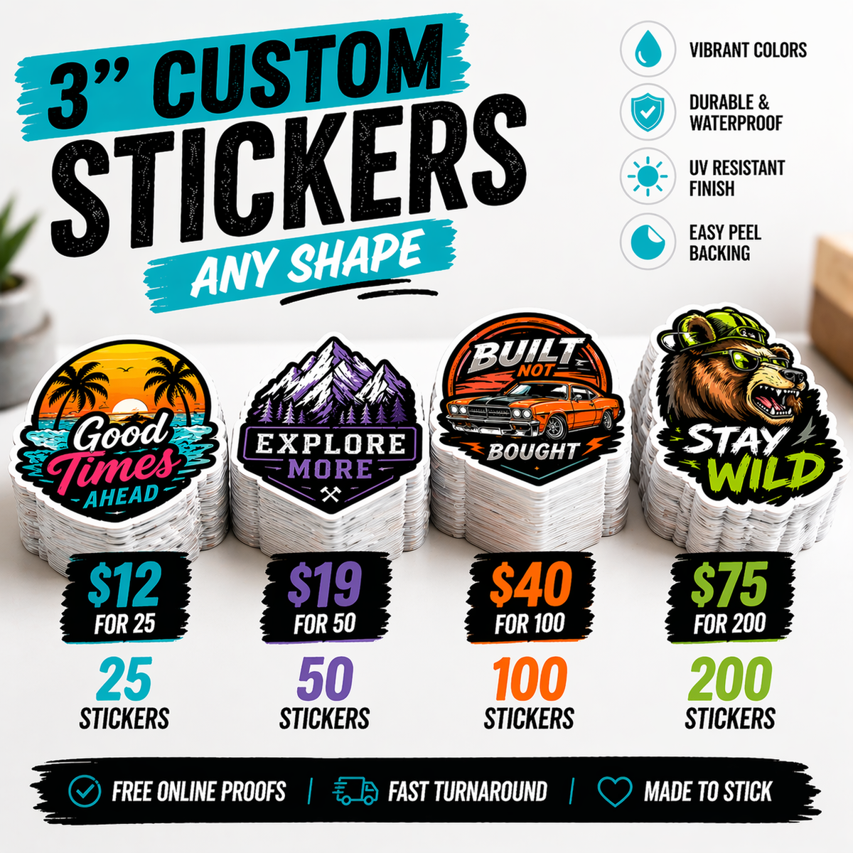 3 INCH STICKER DEALS – One Click Stick