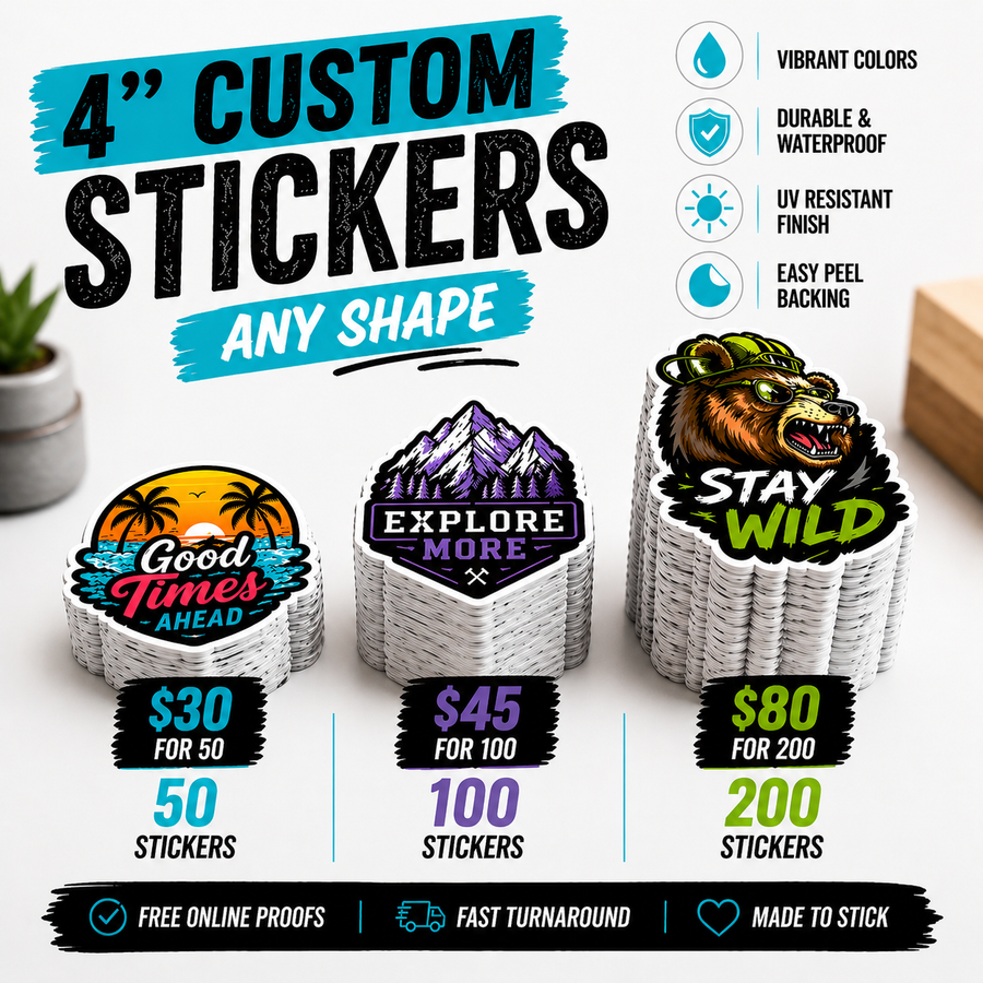 Sticker 4 Inch Width 4 INCH STICKER DEALS – One Click Stick